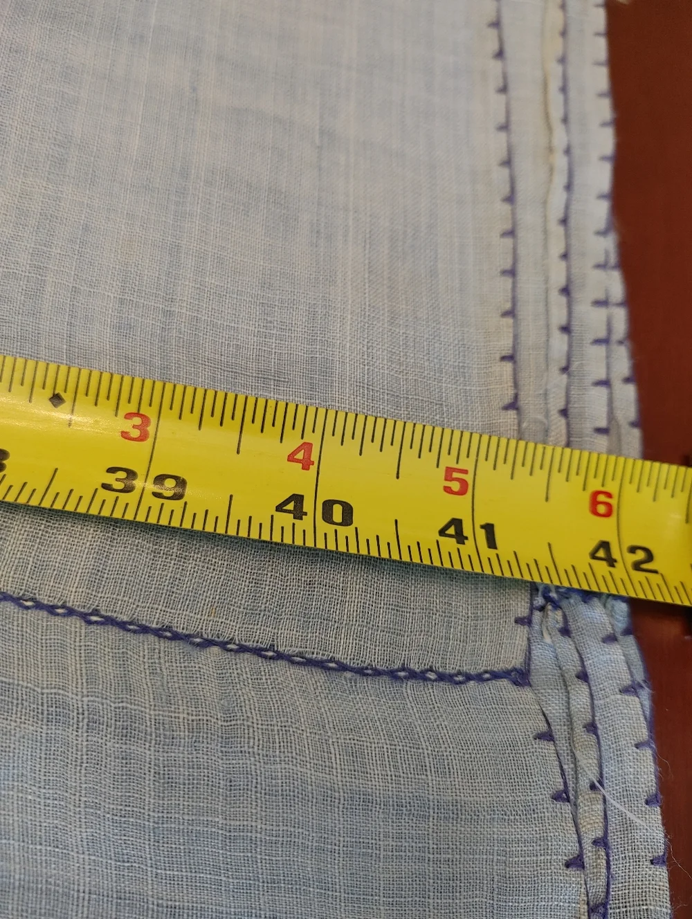 Hand-Embroidered Blue & Cream Tablecloth - Antique Linen 84